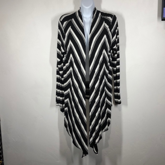 White House Black Market b&w stripe cardigan med - Picture 1 of 5